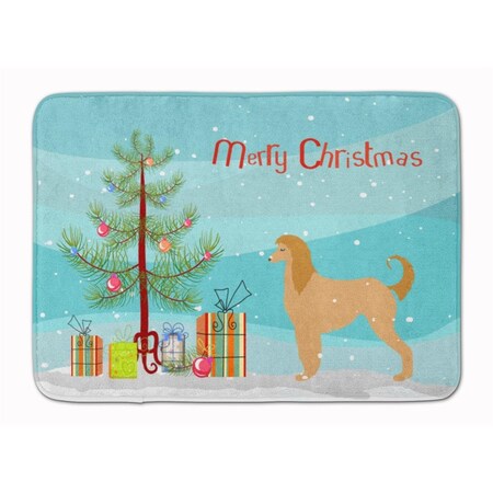 Carolines Treasures Afghan Hound Merry Christmas Tree Machine Washable Memory Foam Mat BB2924RUG